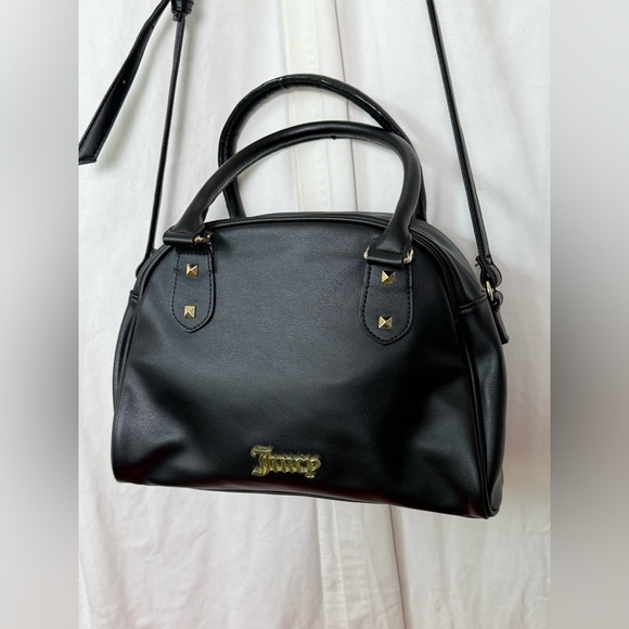 Juicy Couture Black FauxLeather Convertible Crossbody Shoulder Satchel Purse EUC - Picture 3 of 8